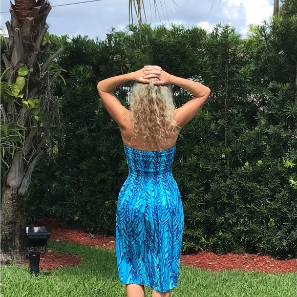 Cynthia Mehra Blue Bandeau Dress - Picture 2 of 5